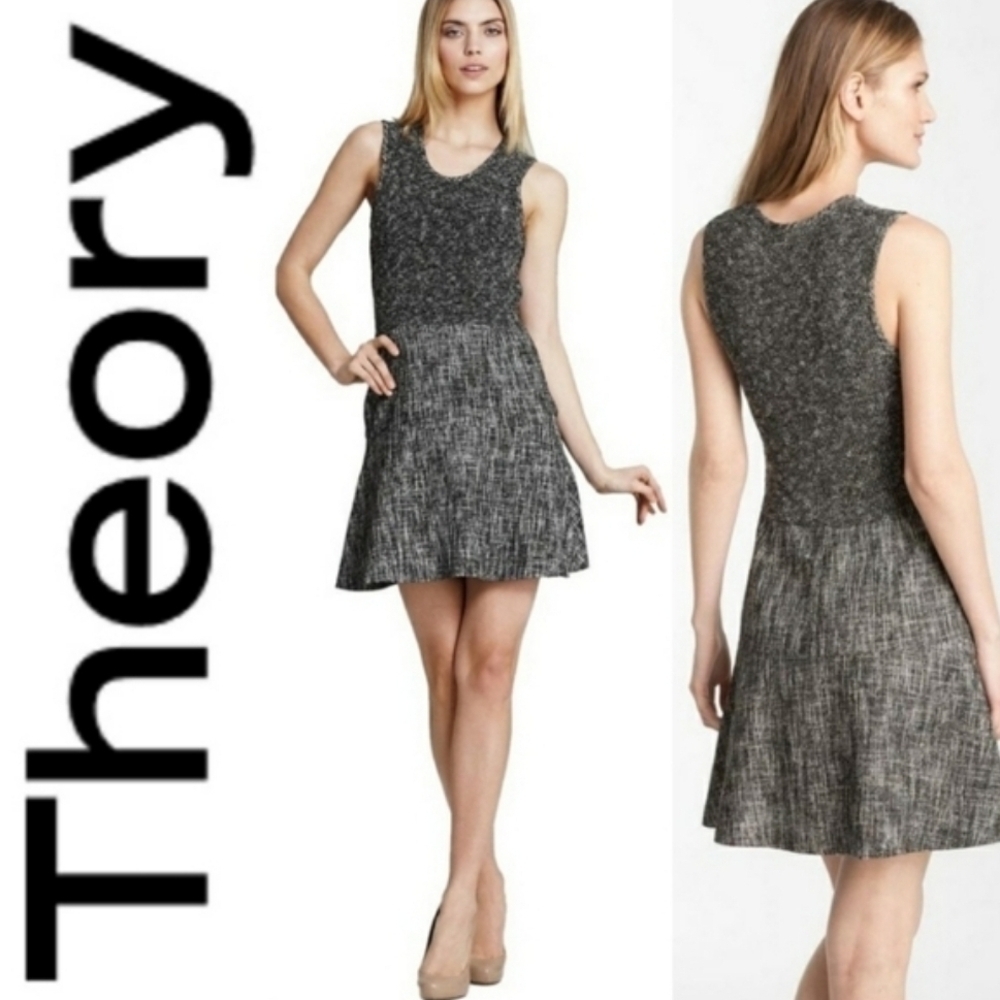 ❤ THEORY COZMA AGLOW TWEED A-LINE MINI DRESS, 6
